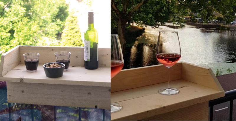 Balkon bar met glazen wijn