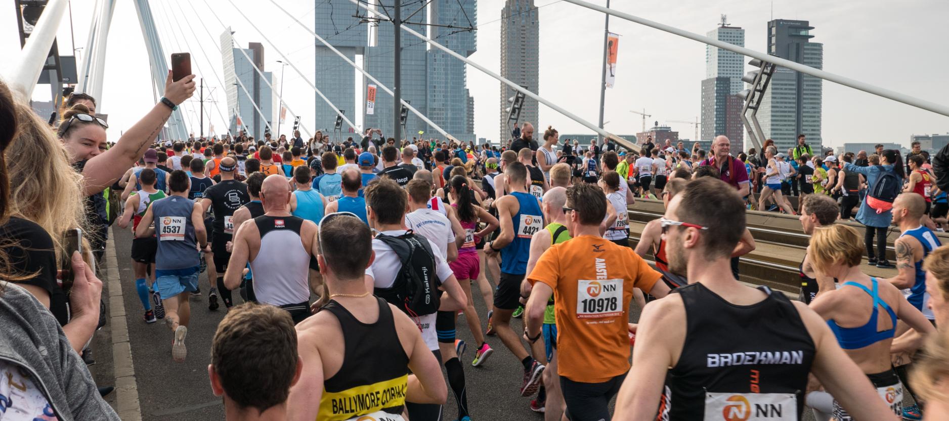 De Rotterdam Marathon is een grootschalig evenement in de stad. Fotograaf: Joep Boute