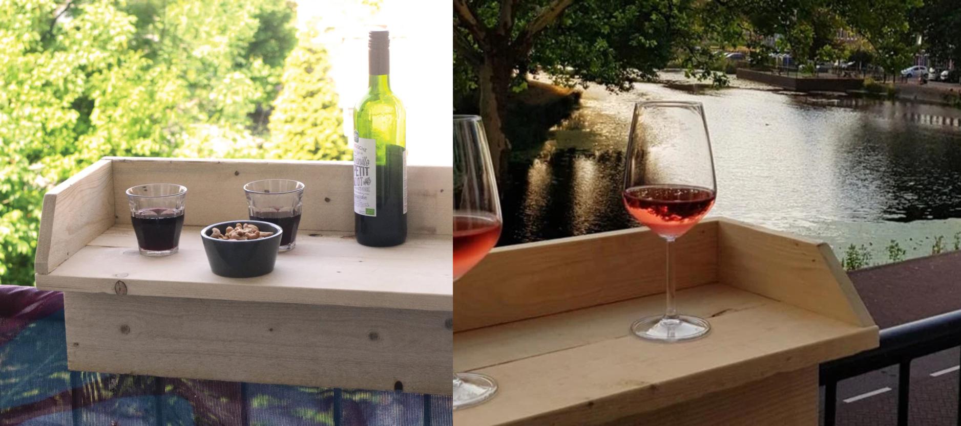 Balkon bar met glazen wijn